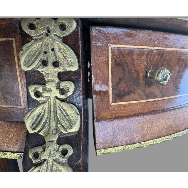 Vintage Antique French Style Brass Ormolu Mounted One Drawer Table End Stand For Sale - Image 6 of 11