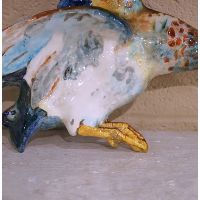 White Early 20th C. French Barbotine Faience Duck Wall Sculpture by Edmond Lachenal For Sale - Image 8 of 12