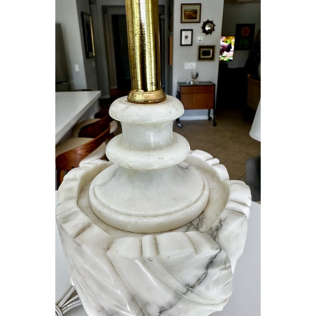 Single Italian Urn Neoclassic Alabaster Table Lamp For Sale - Image 11 of 15