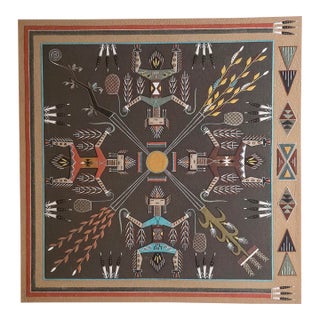 Vintage Nelson Lewis Navajo Sand Painting - "Thunders and Water Monster" - 24" X 24" For Sale