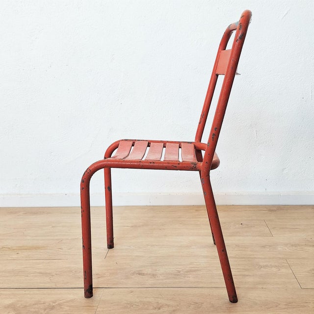Metal Set of Vintage Tubular Steel Chairs from Tolix, 1950s For Sale - Image 7 of 16