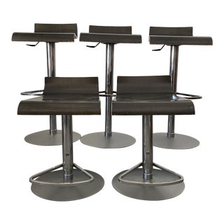 Walnut and Chrome "Pam" Stools From Ligne Roset - Set of 5 For Sale