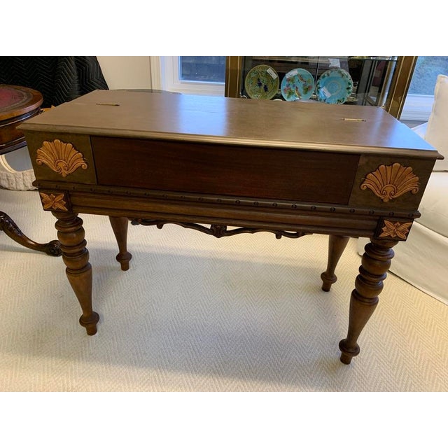 Vintage Edwardian Walnut Spinet Desk by h.e. Shaw Company For Sale - Image 14 of 17