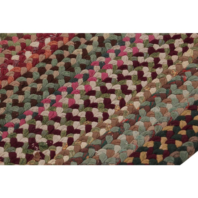 1920s Antique Hooked Oval Rug With Polychromatic Braided Stripes, From Rug & Kilim For Sale - Image 5 of 7