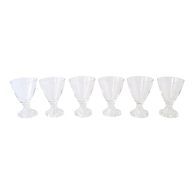 Midcentury Modern Champagne or Cocktail Flutes Glasses, Bubble Base, Set of 6 For Sale