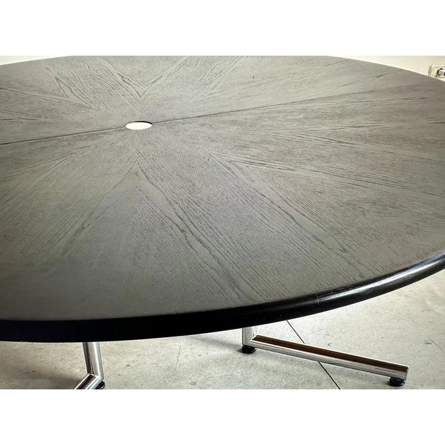 Large dining table top in Decapato Black Wooden Base in Steel Italy 1970