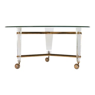 Brass & Lucite Coffee Table For Sale