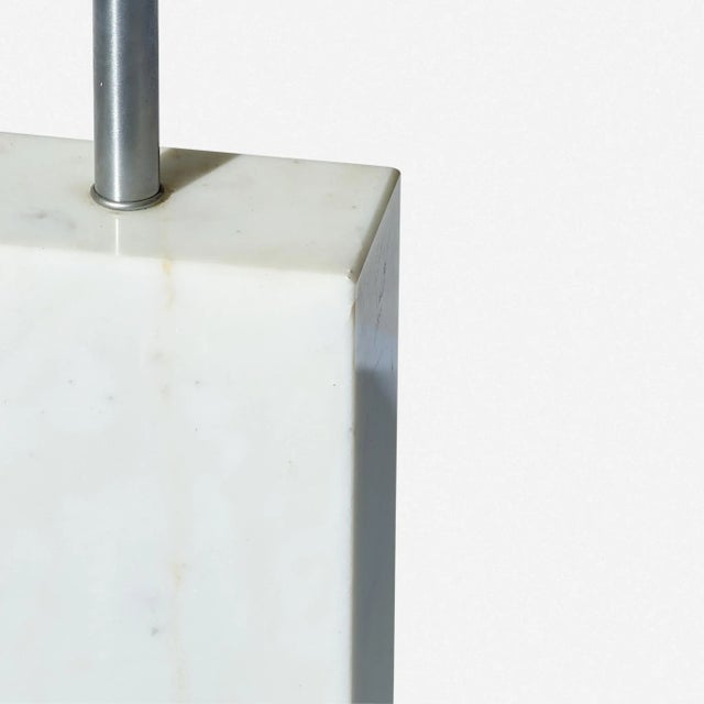 Nessen Studio Vintage White Marble and Brushed Chrome Table Lamp, Attributed to Elizabeth Kauffer for Nessen Studios For Sale - Image 4 of 5