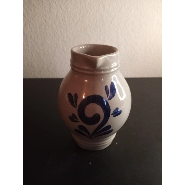 This is a vintage Marked 5" Glazed Grey/Blue Stoneware Creamer. Procured at auction BOX 8