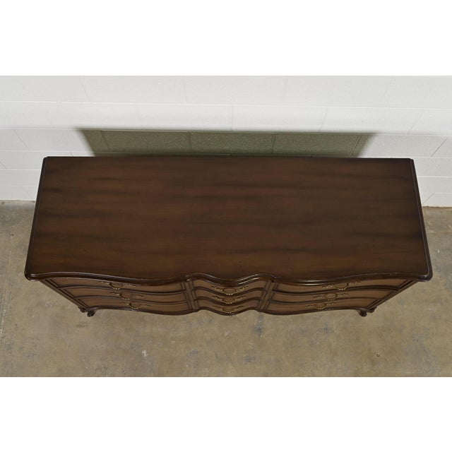 Brown French Provincial Louis XV Carved Walnut Triple Dresser, Circa 1960s For Sale - Image 8 of 11