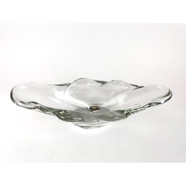 Daum Nancy Daum France Signed Freeform Clear Crystal Centerpiece Bowl, Mid-Century For Sale - Image 4 of 13