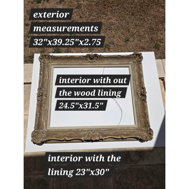 Antique Wood Frame With Carved Gesso Details and Painted Finish For Sale - Image 14 of 18