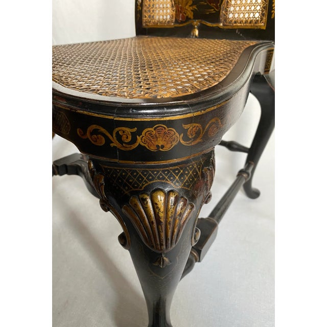 George II Style Chinoiserie Decorated Ebonized Gilt Accent Side Chair For Sale - Image 9 of 12