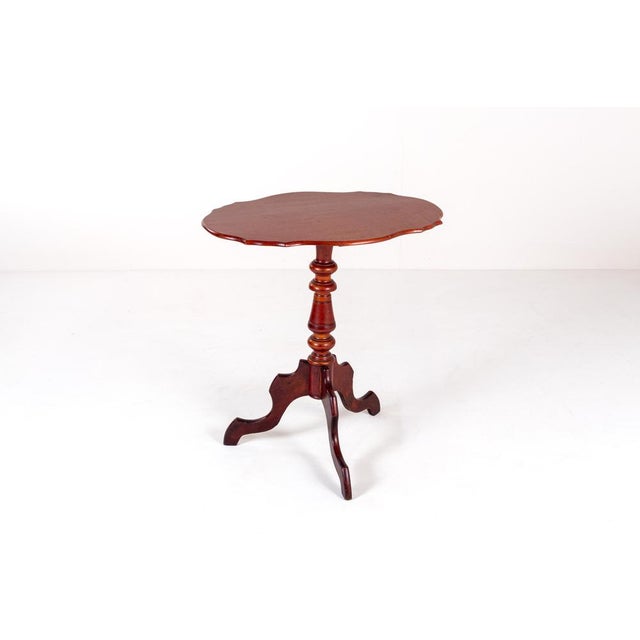Antique Mahogany Tripod Table: Scalloped Edge Wine Table, 1890s For Sale - Image 9 of 9