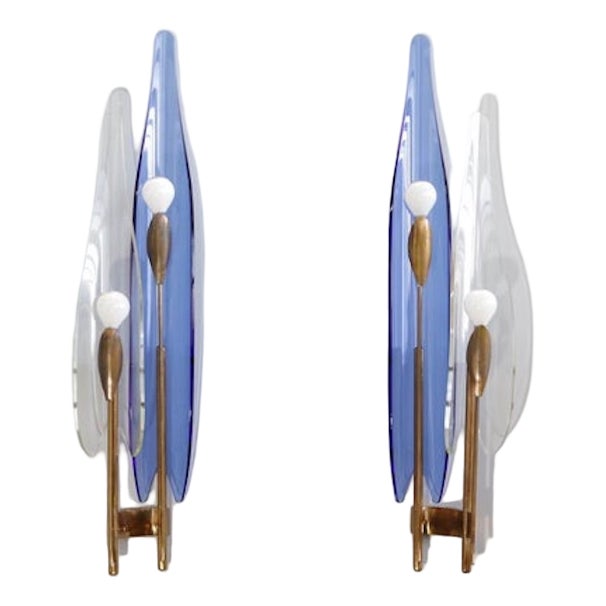 Dahlia Wall Lights Model 1461 by Max Ingrand for Fontana Arte, 1950, Set of 2 For Sale