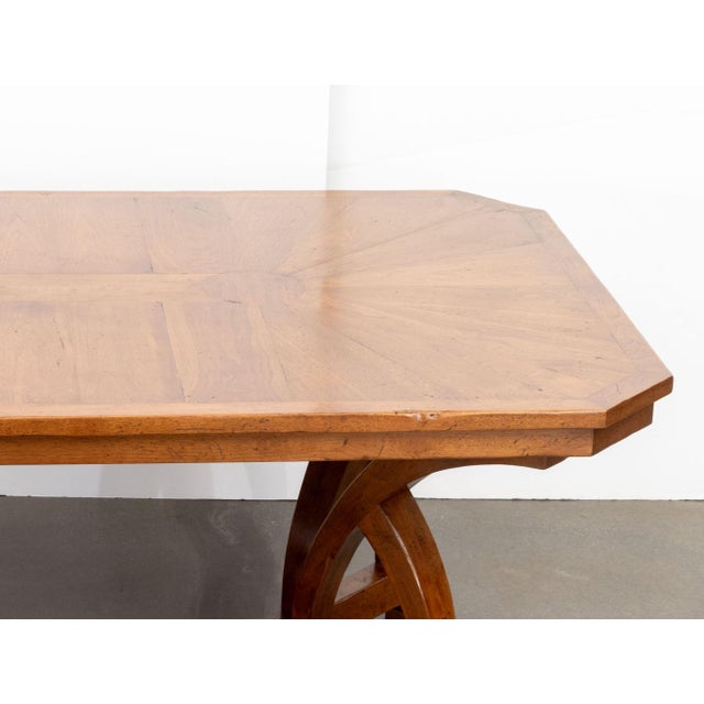 Brown Modern Walnut Octagonal Extending Dining Table For Sale - Image 8 of 17