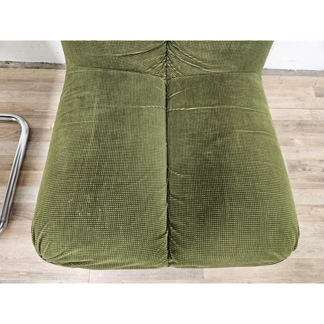 Vintage Chairs in Chromed Metal and Green Fabric by Cazzaro, Design d'autore, 1970, Set of 2 For Sale - Image 13 of 18