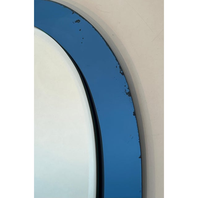 Oval Mirror With Blue Outline by Fontana Arte Italy Circa 1970 For Sale - Image 10 of 12