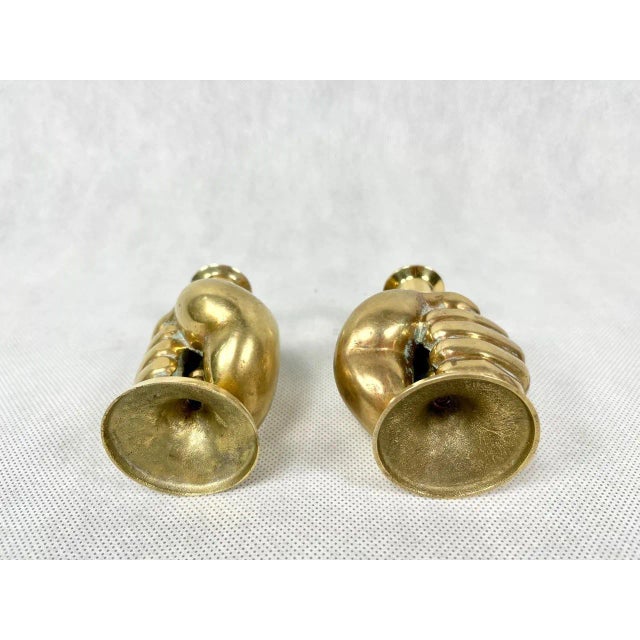 Metal Brass Candleholders, 1980s, Set of 2 For Sale - Image 7 of 9