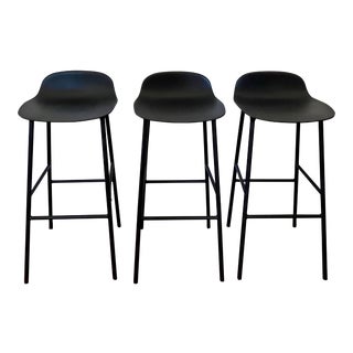 Normann Copenhagen Form Steel Base Black Bar Stools - Set of 3 For Sale