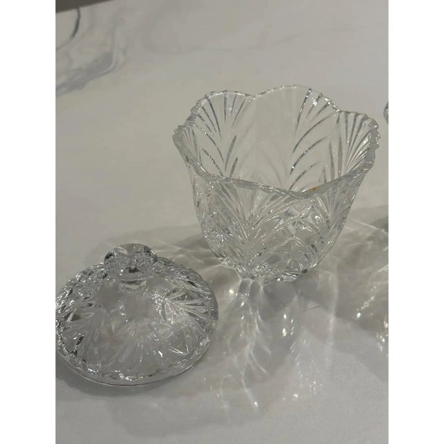 Glass Vintage Crystal Sugar & Creamer Set For Sale - Image 7 of 12