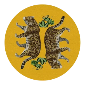 Nicolette Mayer Leopard Seeing Double Yellow 16" Round Pebble Placemats, Set of 4