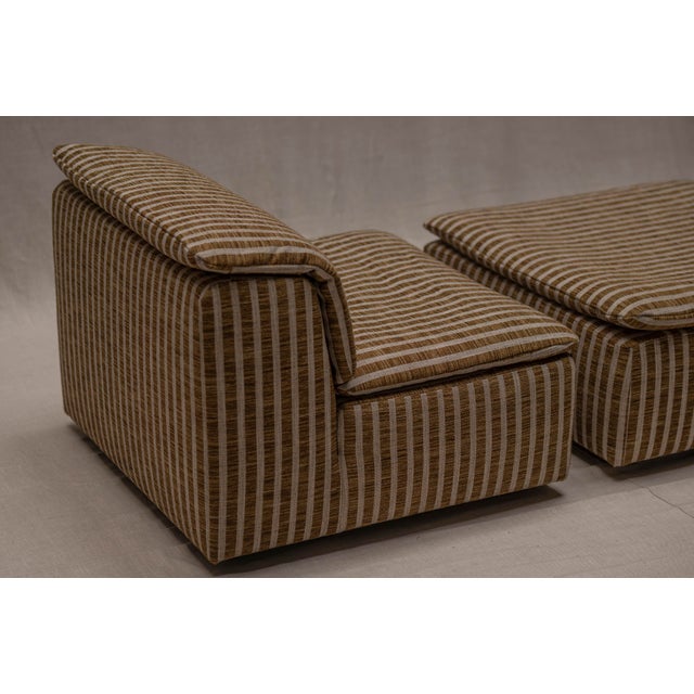 1970s Set of Striped Easy Chair and Ottoman, 1970s For Sale - Image 5 of 18
