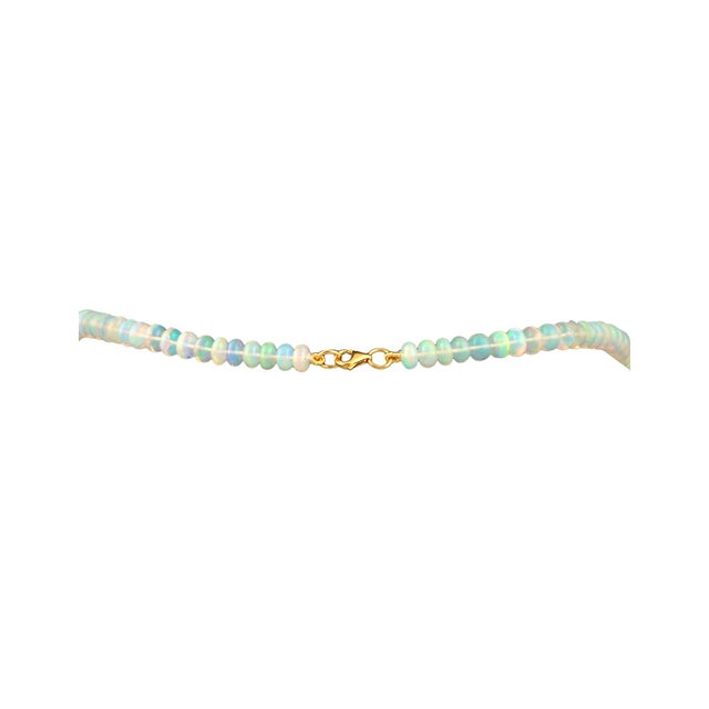 Natural 110 Ct Ethiopian Opal Bead Single Strand Necklace 14 Karat Yellow Gold For Sale - Image 18 of 18
