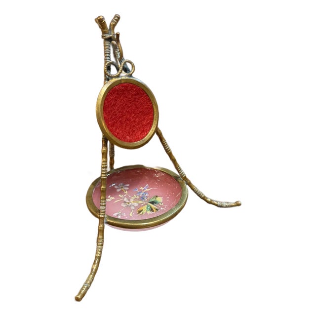 Antique 19th Century Brass & Painted Glass Jewelry Catch For Sale