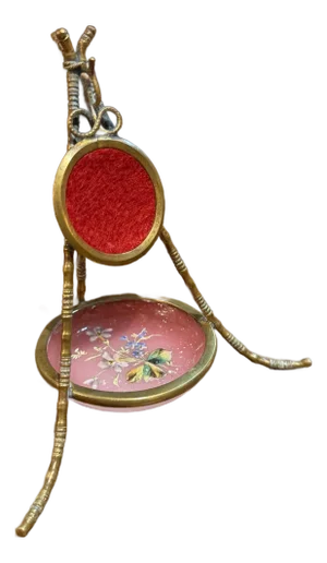 Antique 19th Century Brass & Painted Glass Jewelry Catch