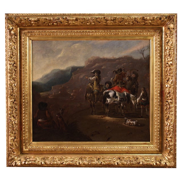Flemish Artist, Hunting Scene, 1660, Oil on Canvas For Sale