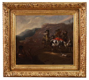 Flemish Artist, Hunting Scene, 1660, Oil on Canvas