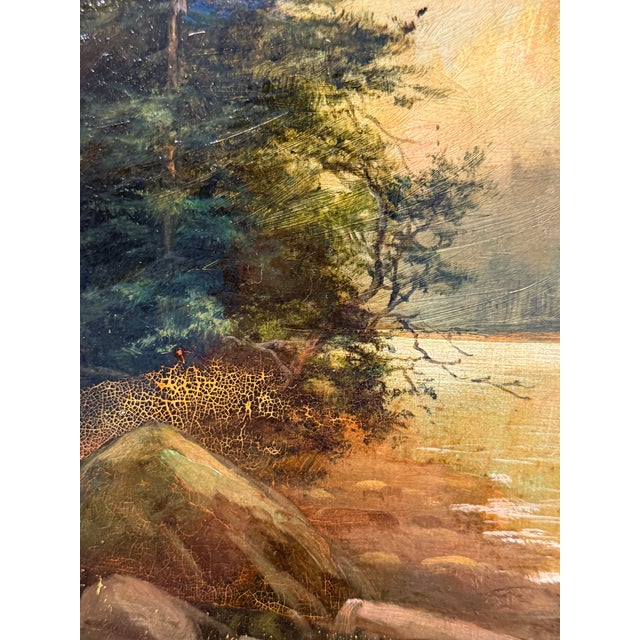 Beige Early 1900s California Landscape Painting Depicting For Sale - Image 8 of 9