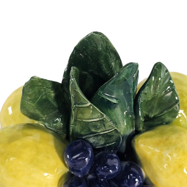 Yellow Italian Capodimonte Style Figural Lemons Grapes Candle Holder For Sale - Image 8 of 10