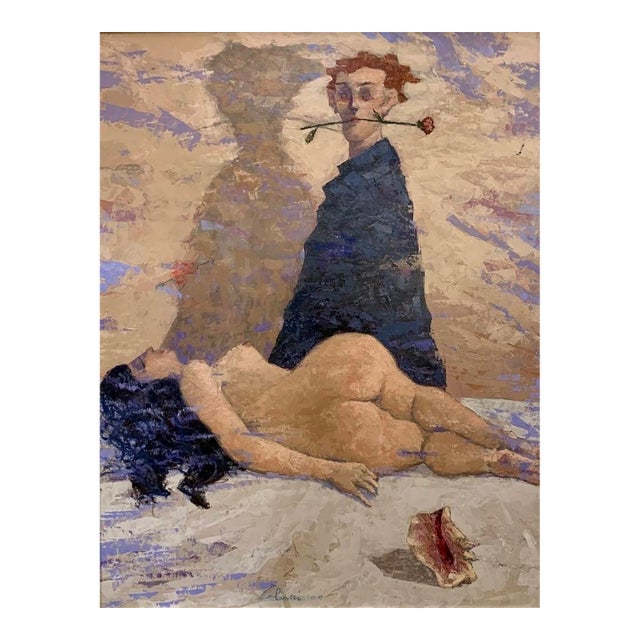 Giampaolo Talani "History Ambiguous" Oil on Board, Figurative Nude, Tuscan Coastal Art, Contemporary Art by Italian Master, 2000 For Sale