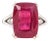 9.3ct Red Ruby Ring in Solid 14k White Gold | Cu 14x10mm | Solitaire Ring, Size 6.75 For Sale