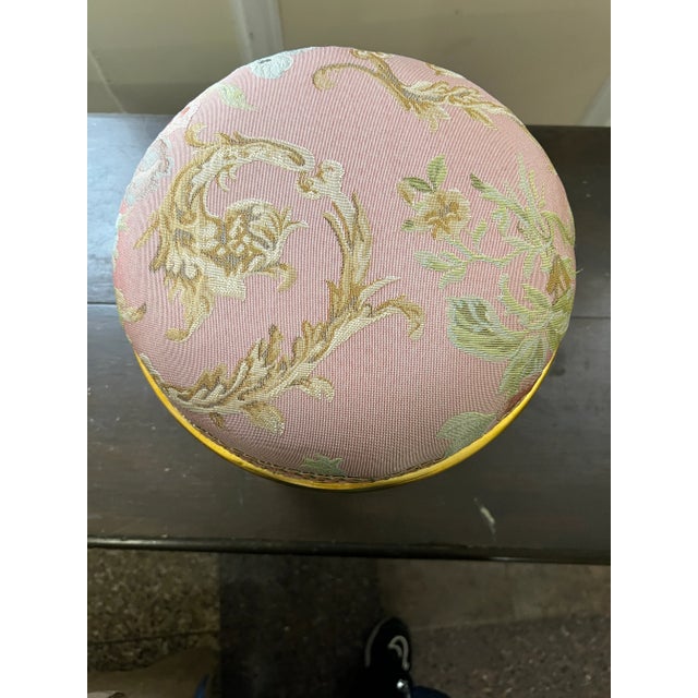 1960s Pink Footstool in Gold Leaf Stool Small Chair For Sale - Image 4 of 9
