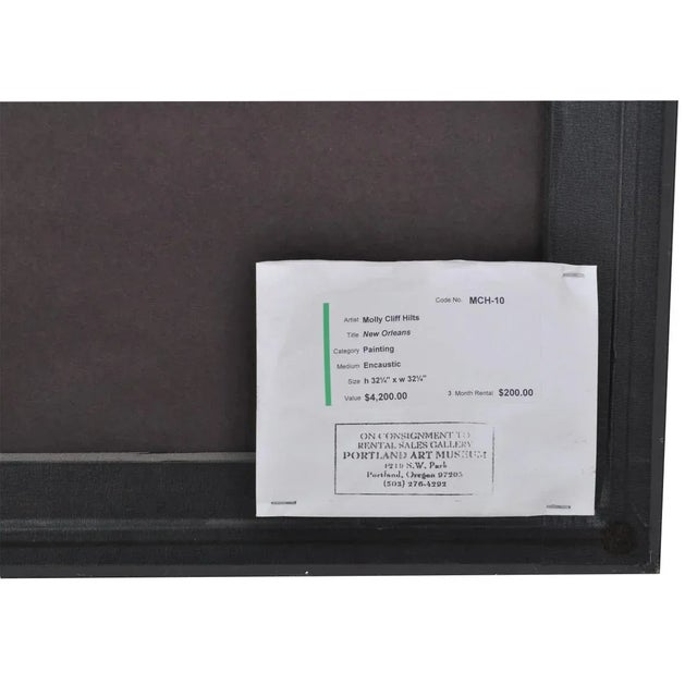 Yellow Molly Cliff Hilts Modernist Encaustic Painting "New Orleans" Pacific Northwest Artist Molly Hilts For Sale - Image 8 of 8