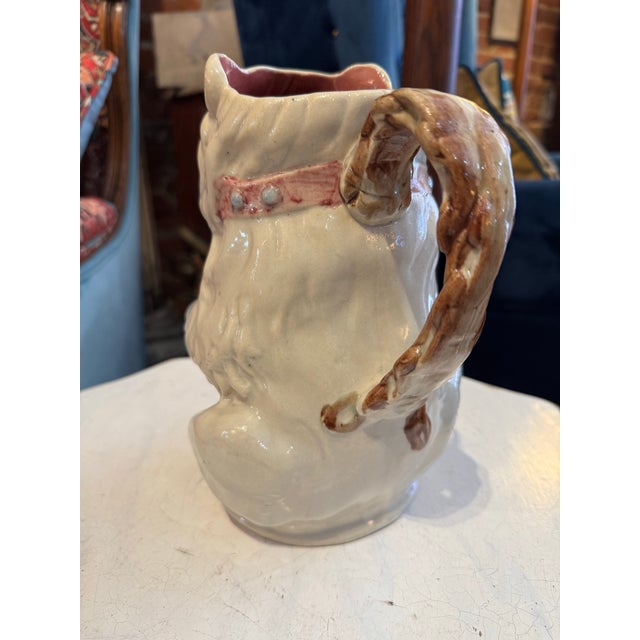 Alabaster Antique French Majolica Pottery Bear Pitcher For Sale - Image 8 of 12