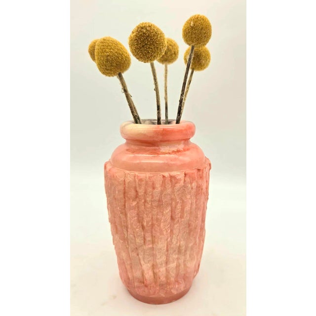 Rose Vintage Chiseled Marble Vase For Sale - Image 8 of 10