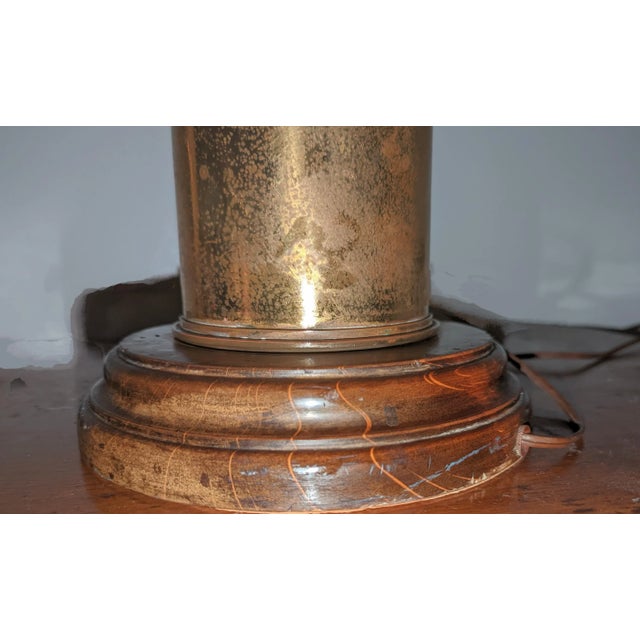 Signed Mid-Century Artillery Shell Lamp With Shade and Finial For Sale In San Diego - Image 6 of 11