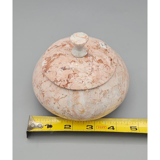 Blush Vintage Lidded Pink Blush Solid Marble Vessel Trinket Box Container For Sale - Image 8 of 9