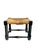 Antique English Jacobean style rush seat stool with bobbin legs. In original condition. Stool is oak with a very dark...
