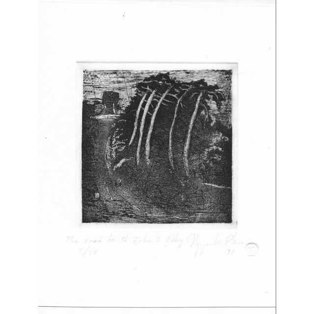 1998 etching by Vietnamese artist Nguyen Minh Phuoc (born 1943) "The Road to St. John's Abbey" pencil signed, dated and...