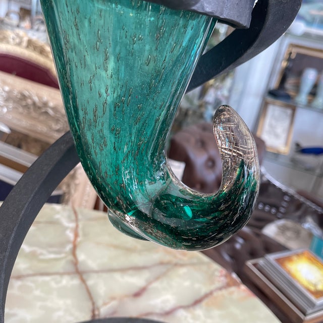 1970s Cheli Italian Hand-Blown Art Glass Vase W/ Stand For Sale - Image 9 of 9