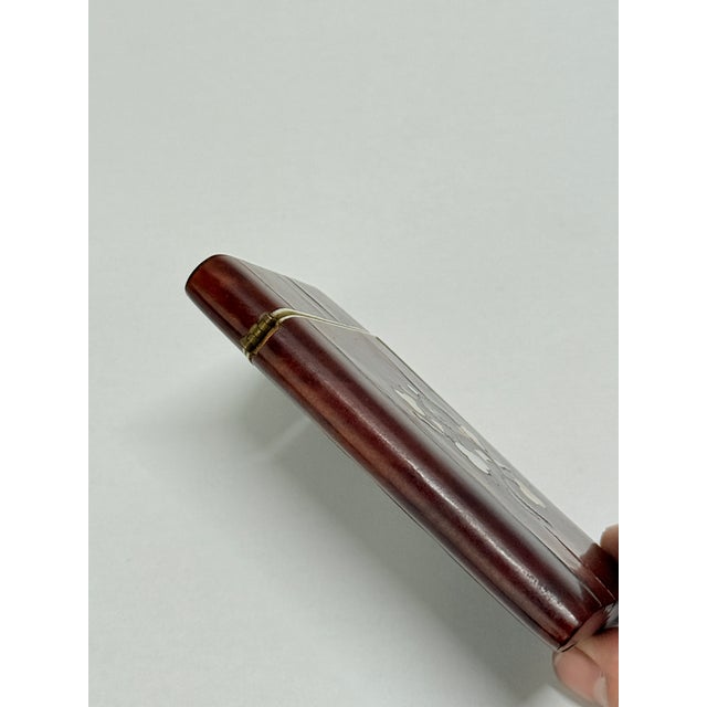 Traditional Inlaid Faux Tortoiseshell and Mother-of-Pearl Card Case With Floral Motif For Sale - Image 3 of 8