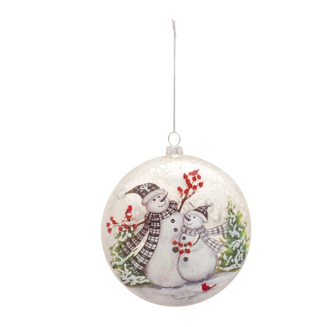 Add a touch of holiday magic to your tree with this charming set of Snowman Disc Ornaments. Featuring a whimsical snowman...
