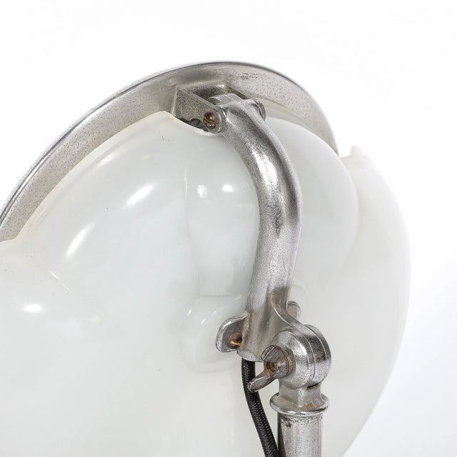 Art Deco Round Frosted Glass and Chrome Vanity Mirror For Sale In New York - Image 6 of 12