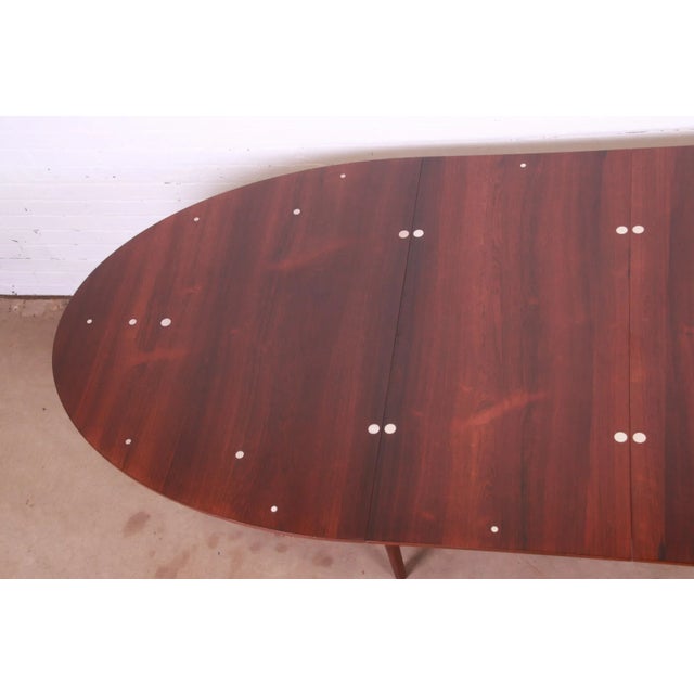 1950s Outstanding Finn Juhl Rosewood and Silver Inlay "Judas" Dining Table, Newly Restored For Sale - Image 5 of 13