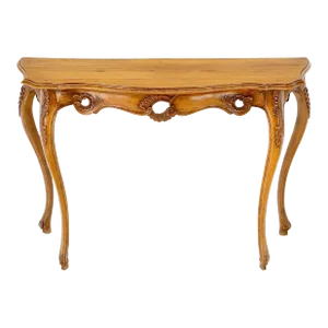 Carved Italian Demilune Console Table on Thin Legs Made in Italy